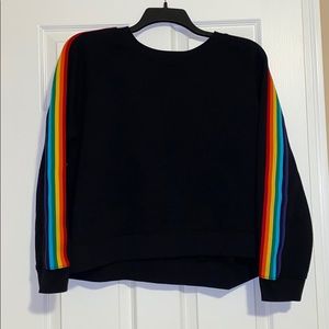 Black sweatshirt with rainbow sleeves